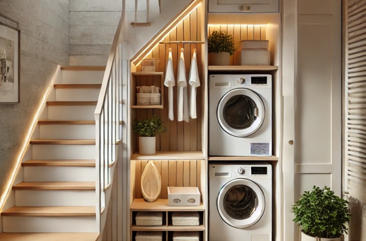 Laundry room bawah tangga, Sumber: finishedbasementsplus.com